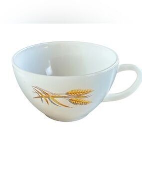 Vintage Fire King Wheat Milk Glass Tea Cup #24 White Oven Ware Made in USA